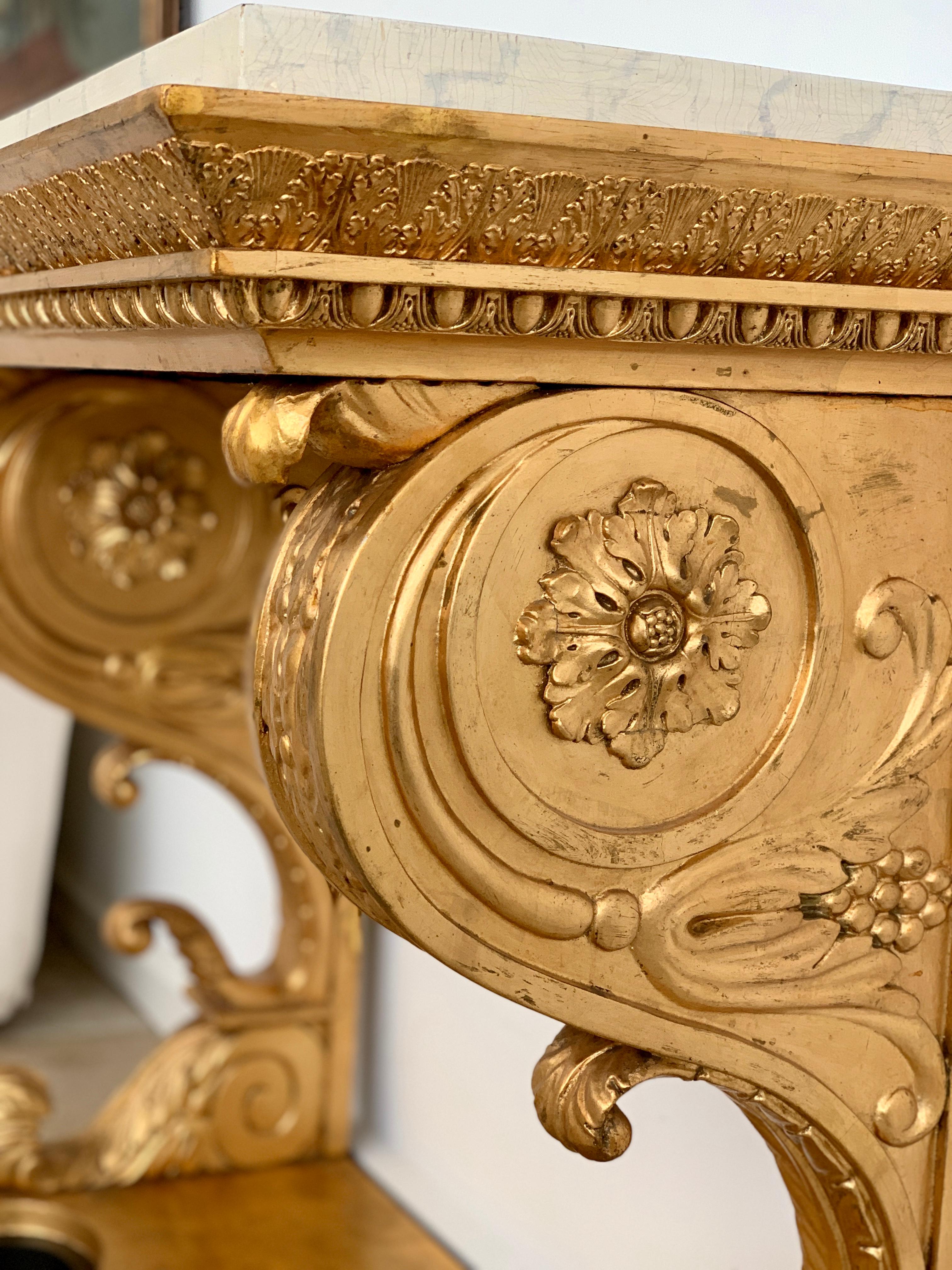Swedish Giltwood Early 19th Century Empire Console Table For Sale 3