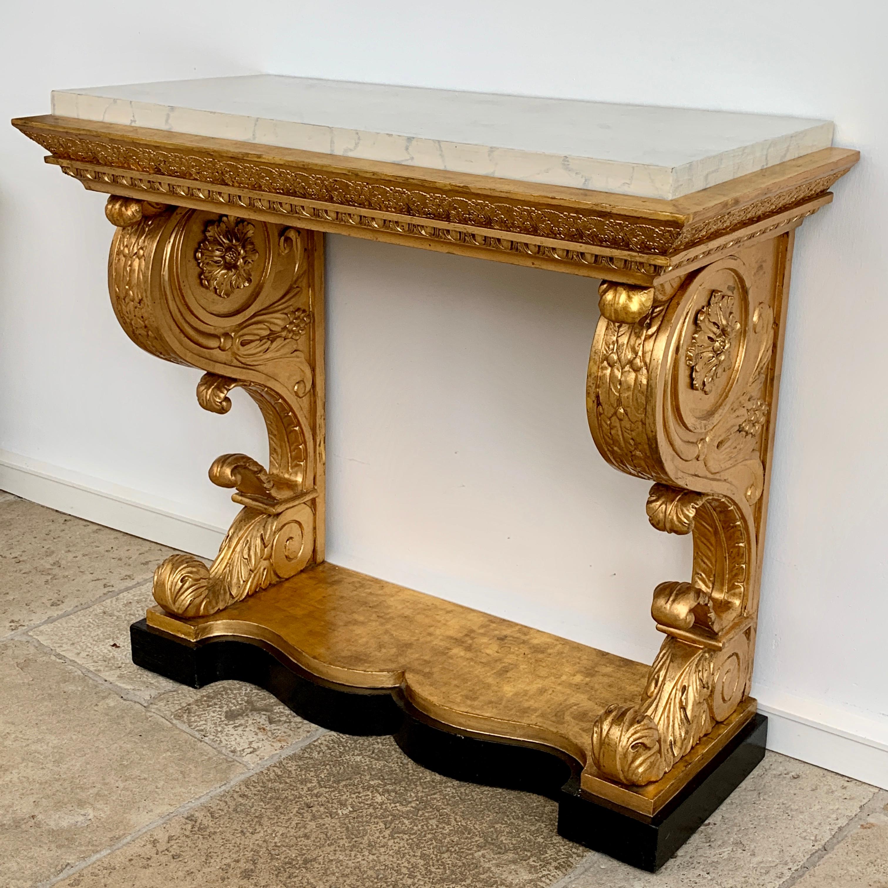 Swedish Giltwood Early 19th Century Empire Console Table For Sale 5