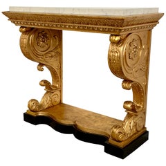 Table console Empire en bois doré suédois du début du XIXe siècle