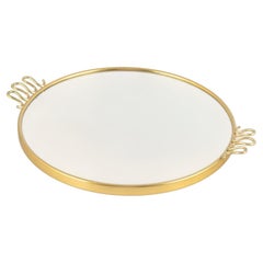 Vassoio svedese in vetro e ottone. Stile “Swedish Grace”, fine del XX secolo.