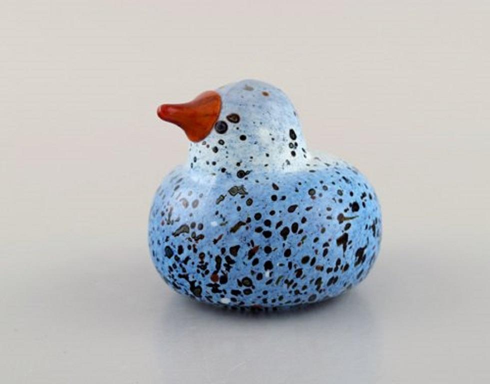 Scandinavian Modern Swedish Glass Art, Four Birds in Mouth Blown Art Glass, 1980s