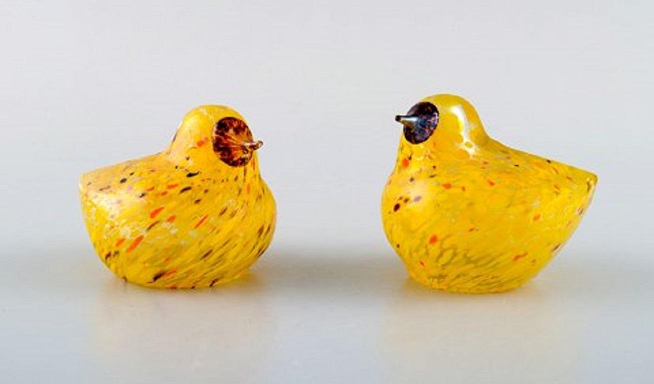 Swedish Glass Art, Four Birds in Mouth Blown Art Glass, 1980s In Good Condition In Copenhagen, DK