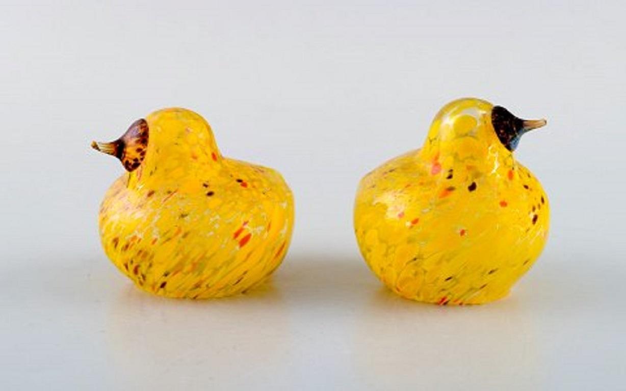 Late 20th Century Swedish Glass Art, Four Birds in Mouth Blown Art Glass, 1980s