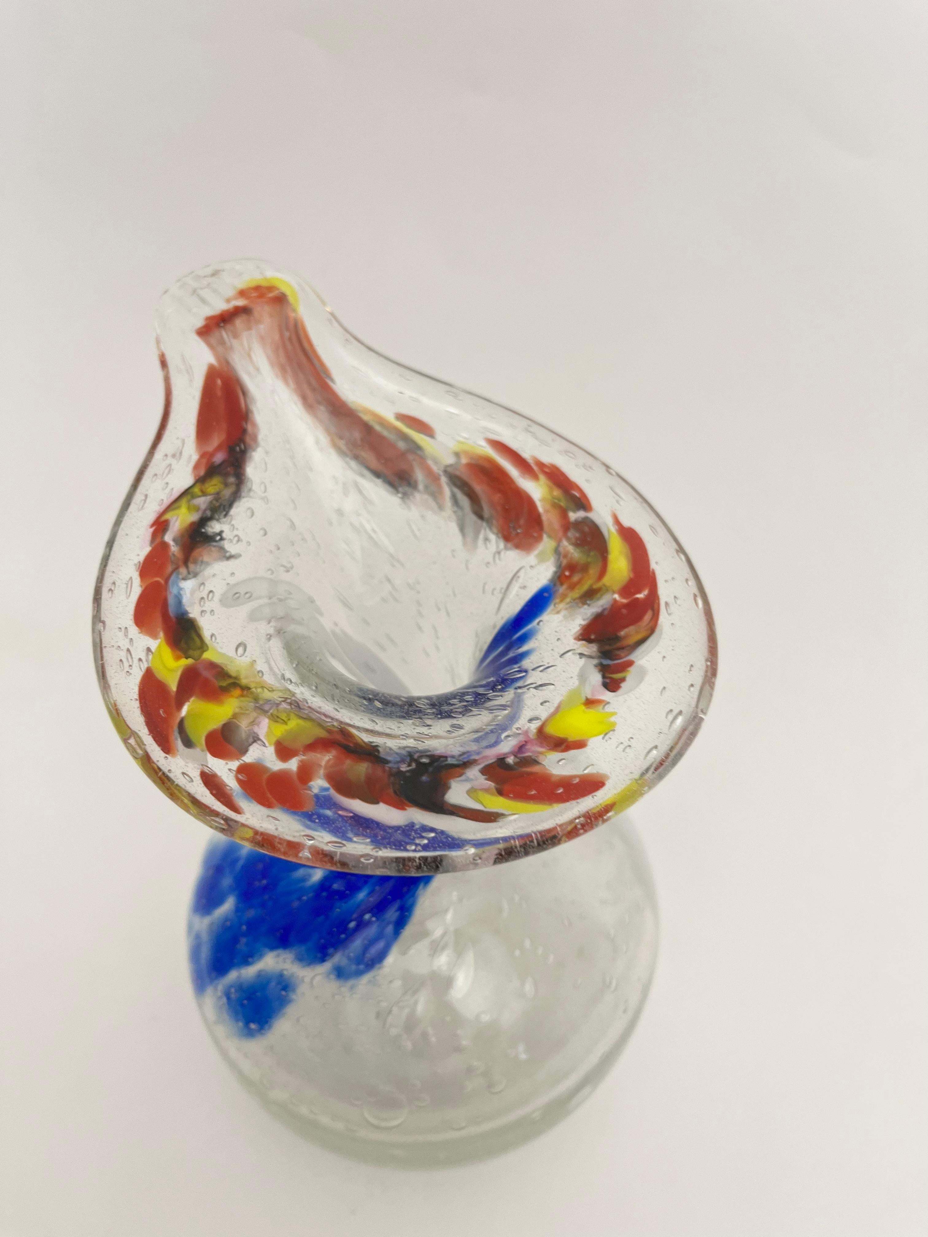 Glass Swedish glass art vase in organic shapes For Sale