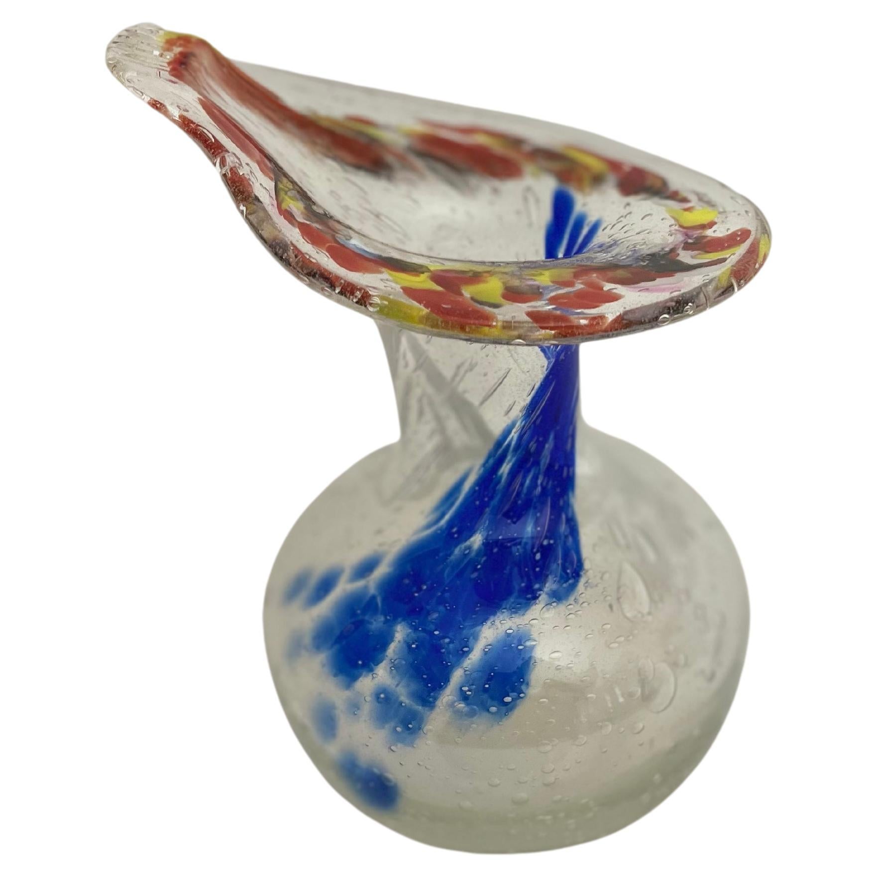 Swedish glass art vase in organic shapes For Sale