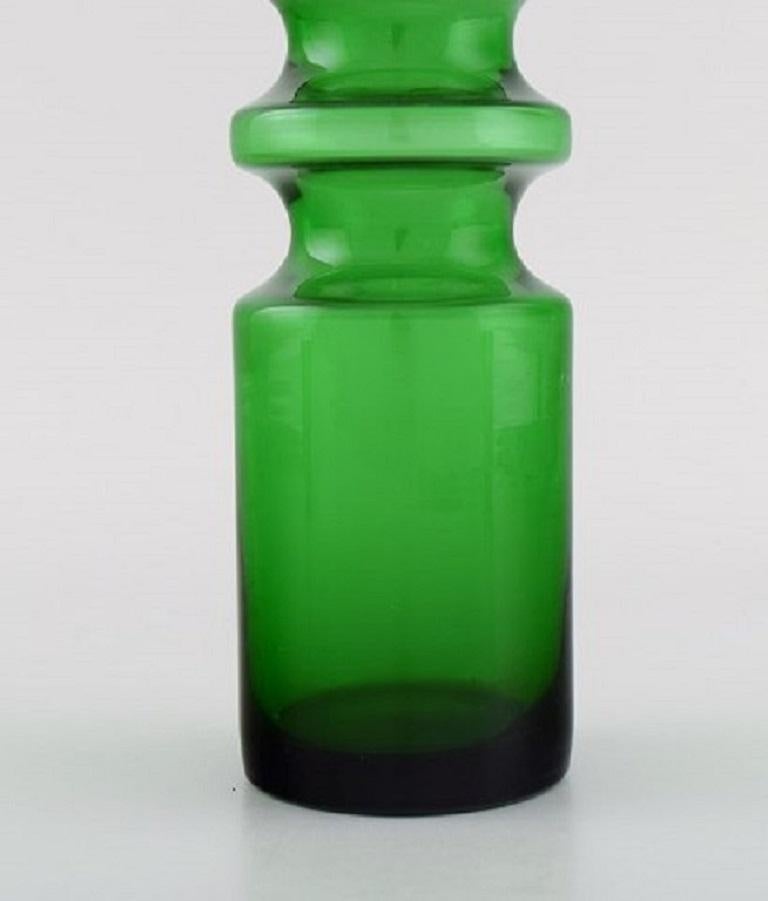 Scandinavian Modern Swedish Glass Artist, Vase in Green Mouth Blown Art Glass, 1960s-1970s