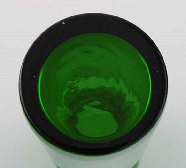 Swedish Glass Artist, Vase in Green Mouth Blown Art Glass, 1960s-1970s In Excellent Condition In Copenhagen, Denmark