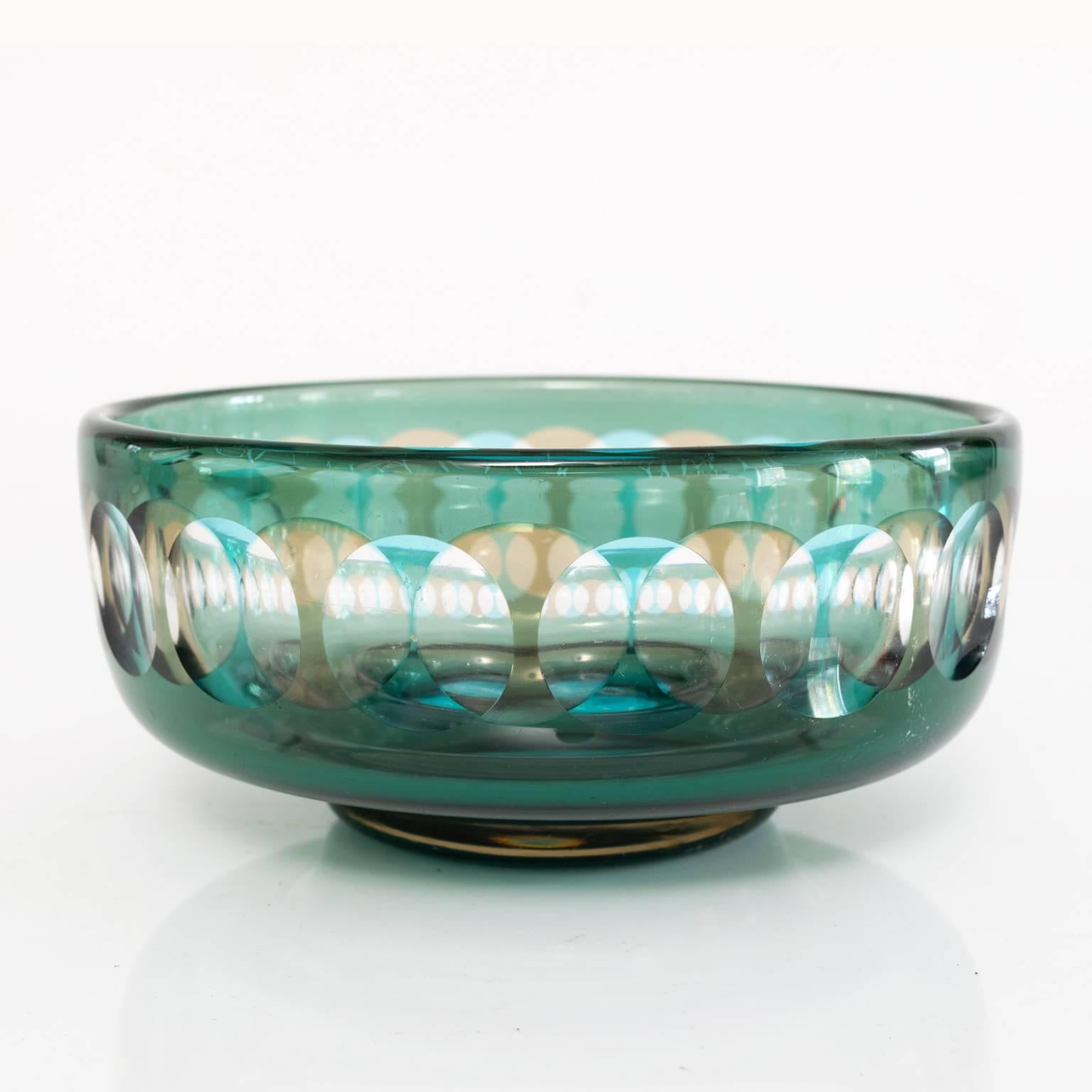 Scandinavian Swedish Glass Bowl Designed by Ove Sandeberg for Kosta, Sweden, circa 1960