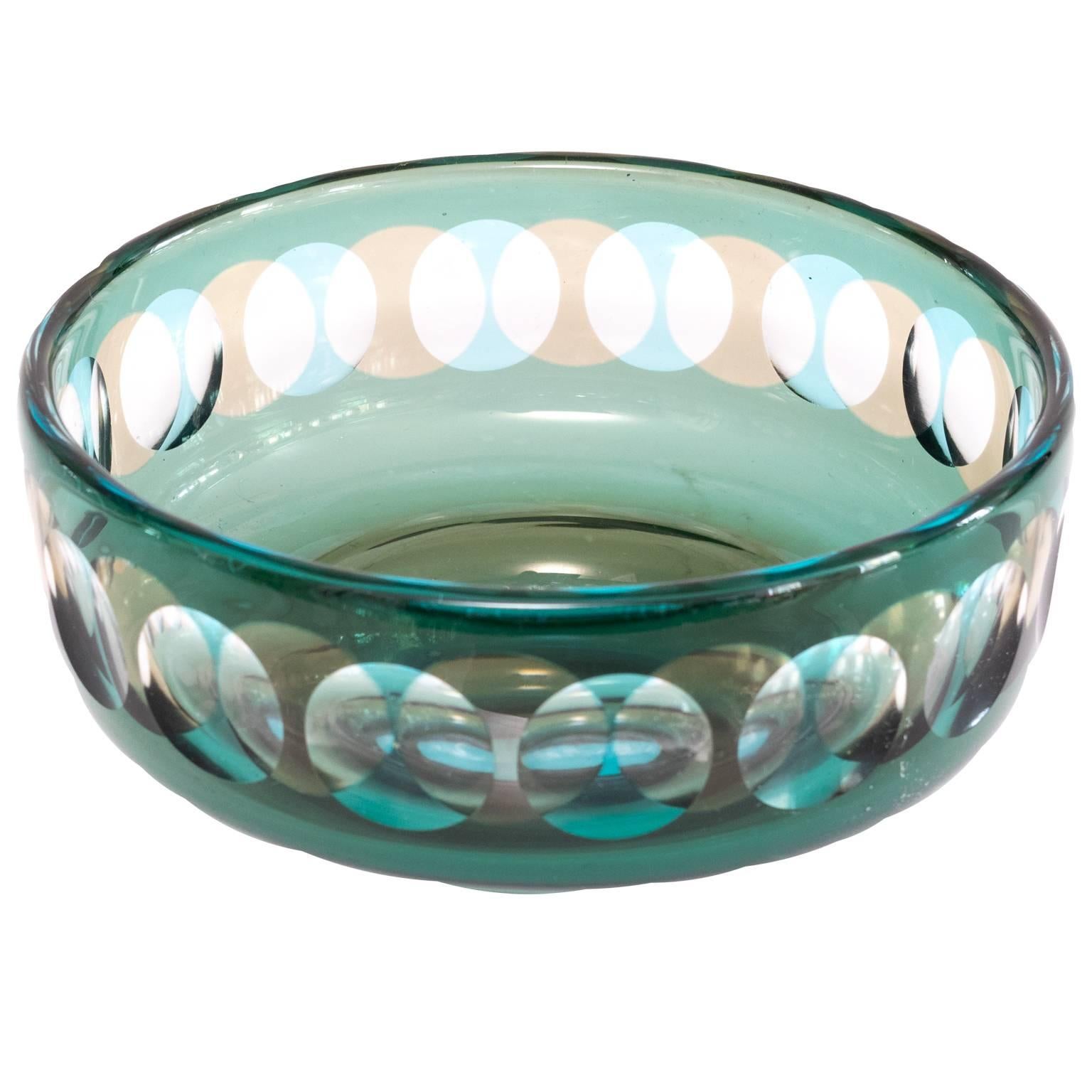 Swedish Glass Bowl Designed by Ove Sandeberg for Kosta, Sweden, circa 1960