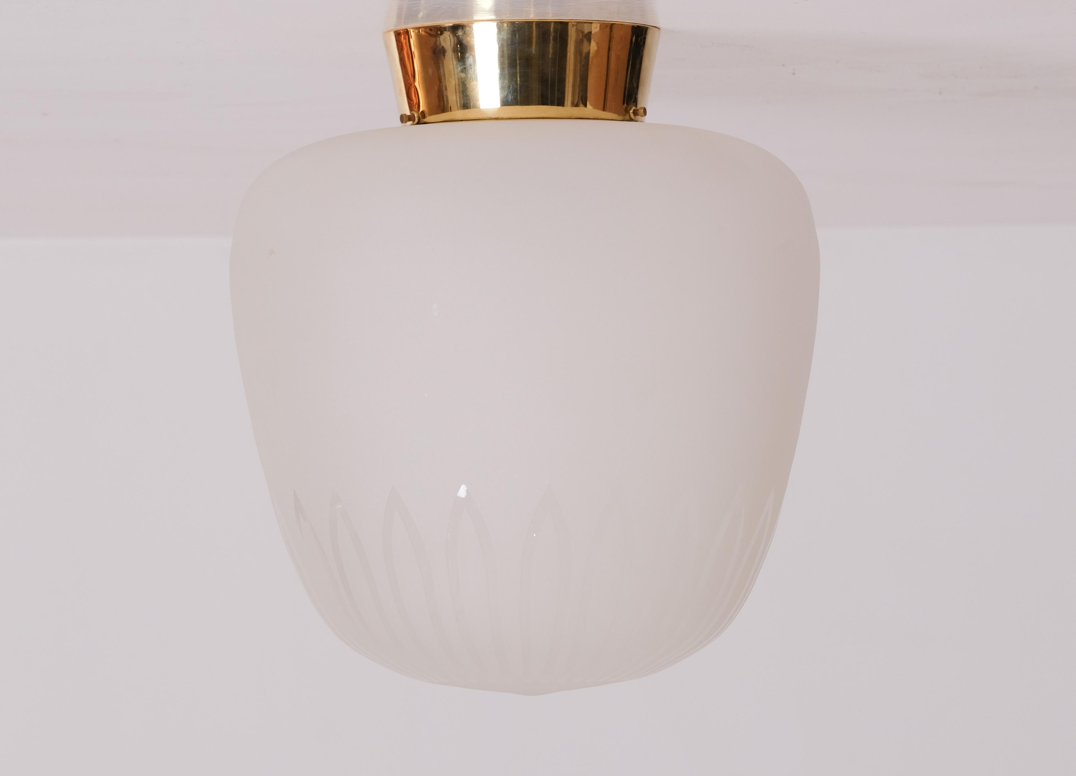 Swedish Glass & Brass Light by Böhlmarks, 1940s For Sale 2