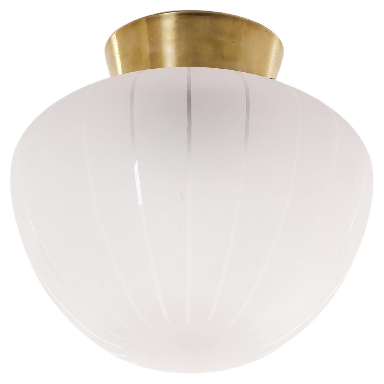 Swedish Designer, Pendant Light, Brass, Fabric, Sweden, 1940s For Sale