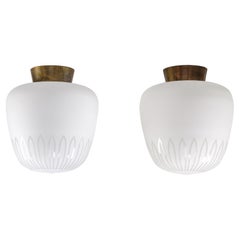 Swedish Glass & Brass Lights by Böhlmarks, 1940s