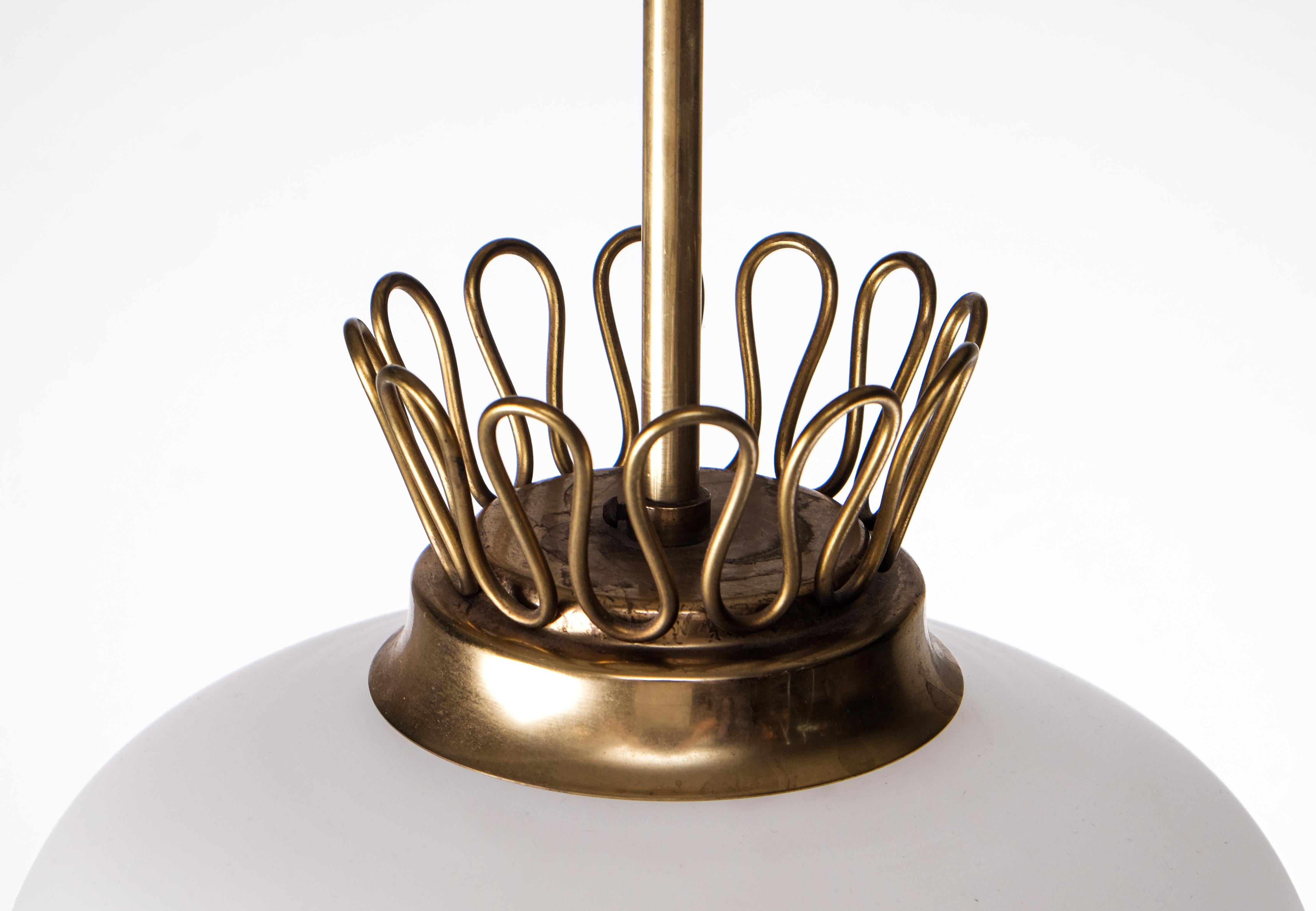 Mid-20th Century Swedish Glass & Brass Pendant by Böhlmarks, 1940s