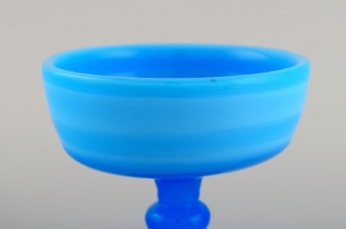 Swedish Glass Designer, Compote in Turquoise Mouth-Blown Art Glass, 1970s / 80s In Excellent Condition In Copenhagen, DK
