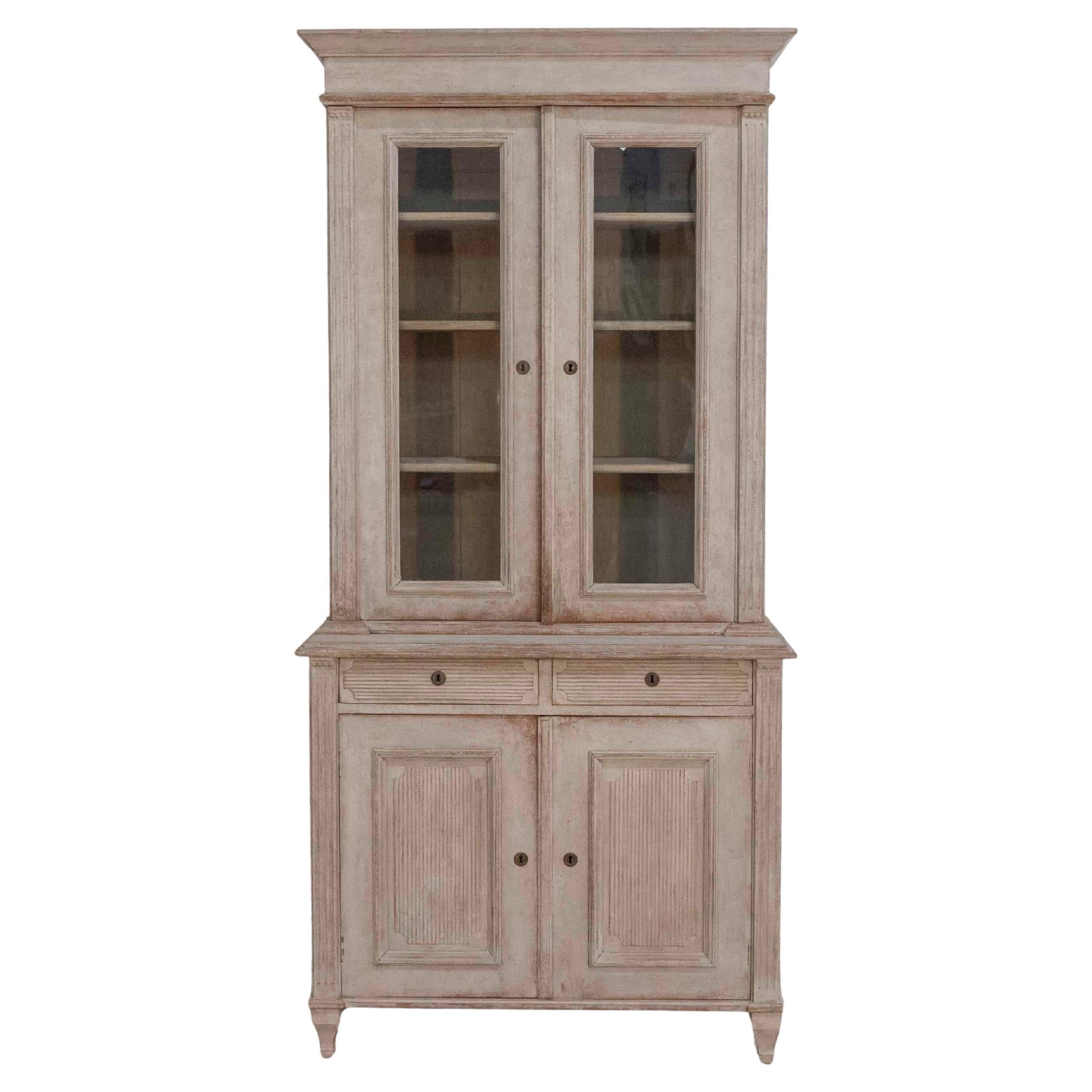 Swedish glass display case in antique white, late 19th–early 20th century For Sale