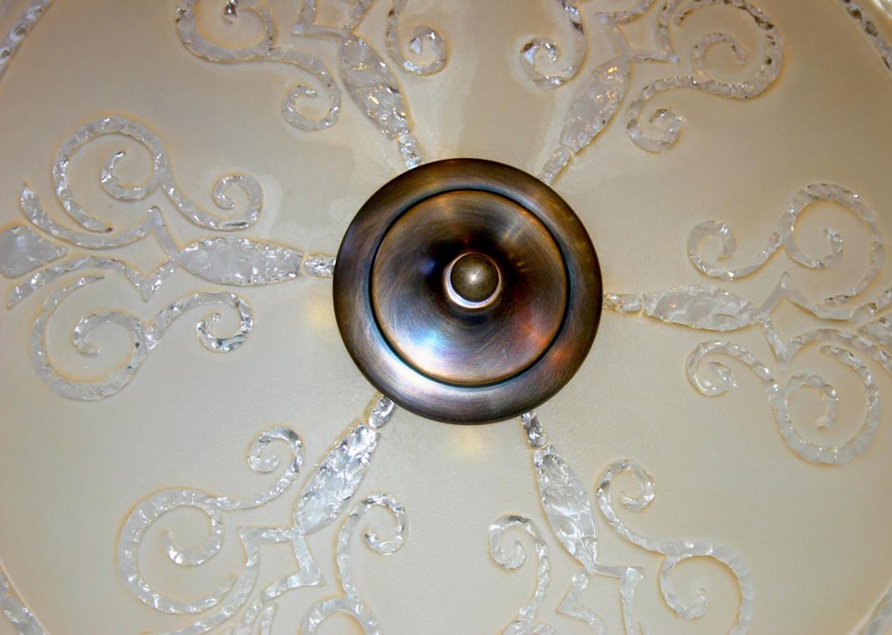 Mid-20th Century Swedish Glass Flush Mounted Light Fixture For Sale