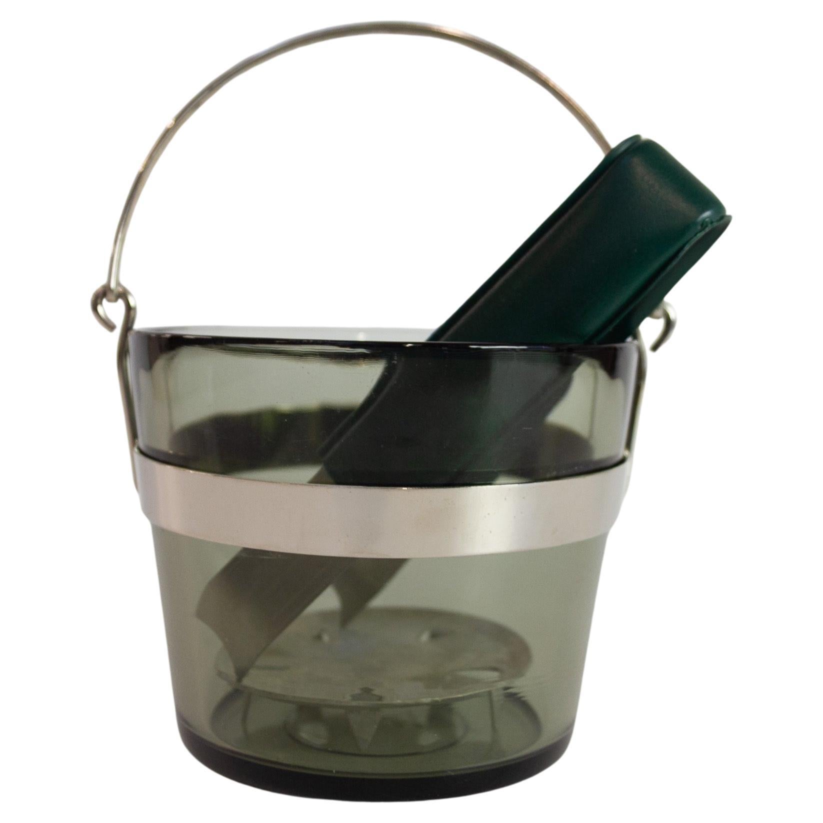 Swedish Glass Ice Bucket by Sven Palmqvist for Orrefors, 1960s. For Sale