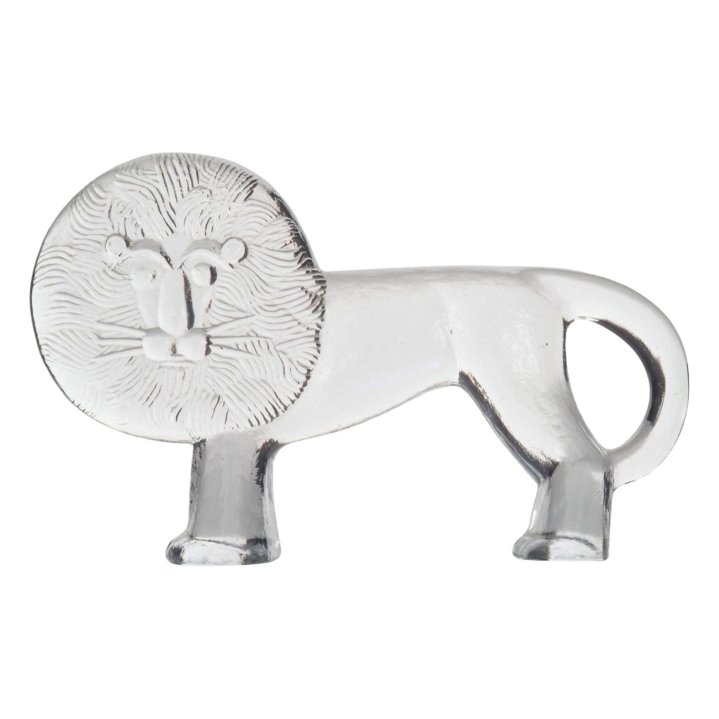 Swedish Glass Lion Figurine in vendita