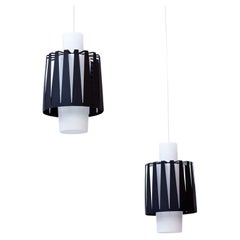 Vintage Swedish Glass & Metal Pendant Lamps by ASEA