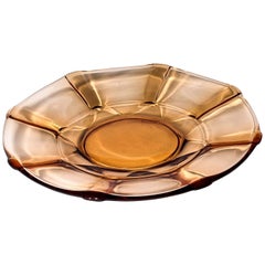 Swedish Glass Plate in Amber from 1960s