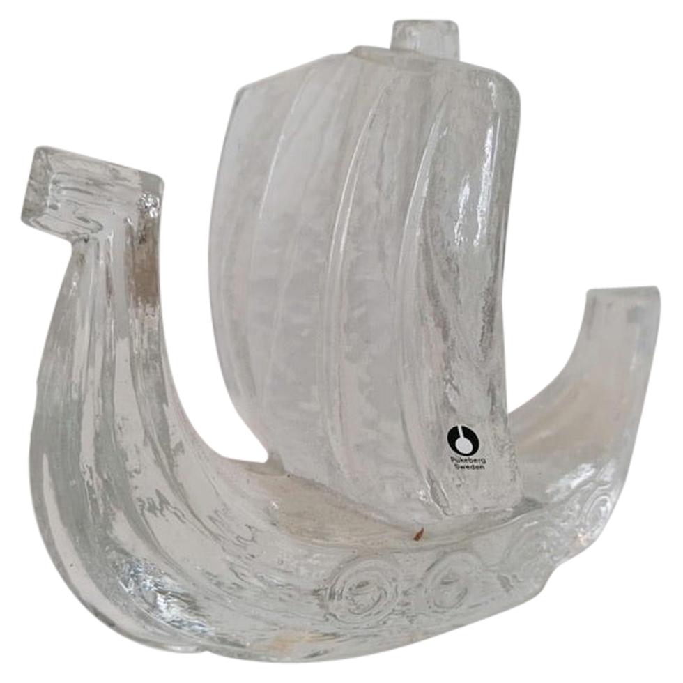 Swedish Glass Sculpture Sailboat For Sale