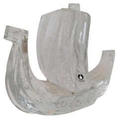 Schwedische Glas-Skulptur Segelboot