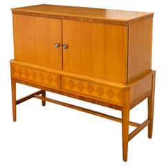 Swedish Golden Elm Server Cabinet With Parquetry Inlay