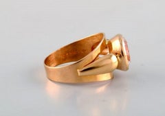 Swedish Goldsmith 18 Carat Gold Ring with Semi Precious Stone, 1970s