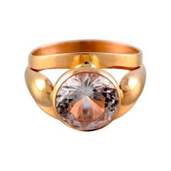 Swedish Goldsmith 18 Carat Gold Ring with Semi Precious Stone, 1970s
