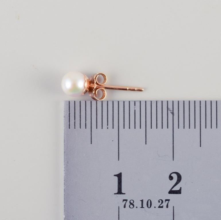 Women's Swedish goldsmith. A pair of ear studs in gold with cultured pearls. For Sale