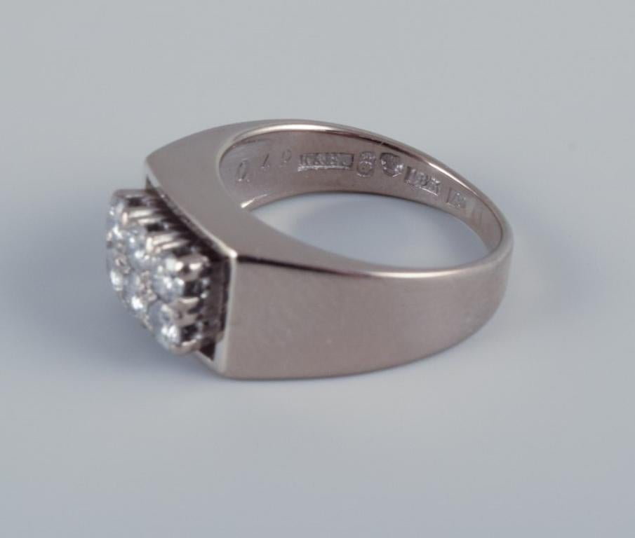 Swedish goldsmith. Diamond ring in 18 karat white gold. Total of six diamonds. In Excellent Condition In bronshoj, DK