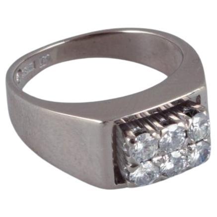 Swedish goldsmith. Diamond ring in 18 karat white gold. Total of six diamonds. For Sale