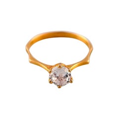 Swedish Goldsmith, Modernist Ring in 21 Carat Gold Adorned with Diamond