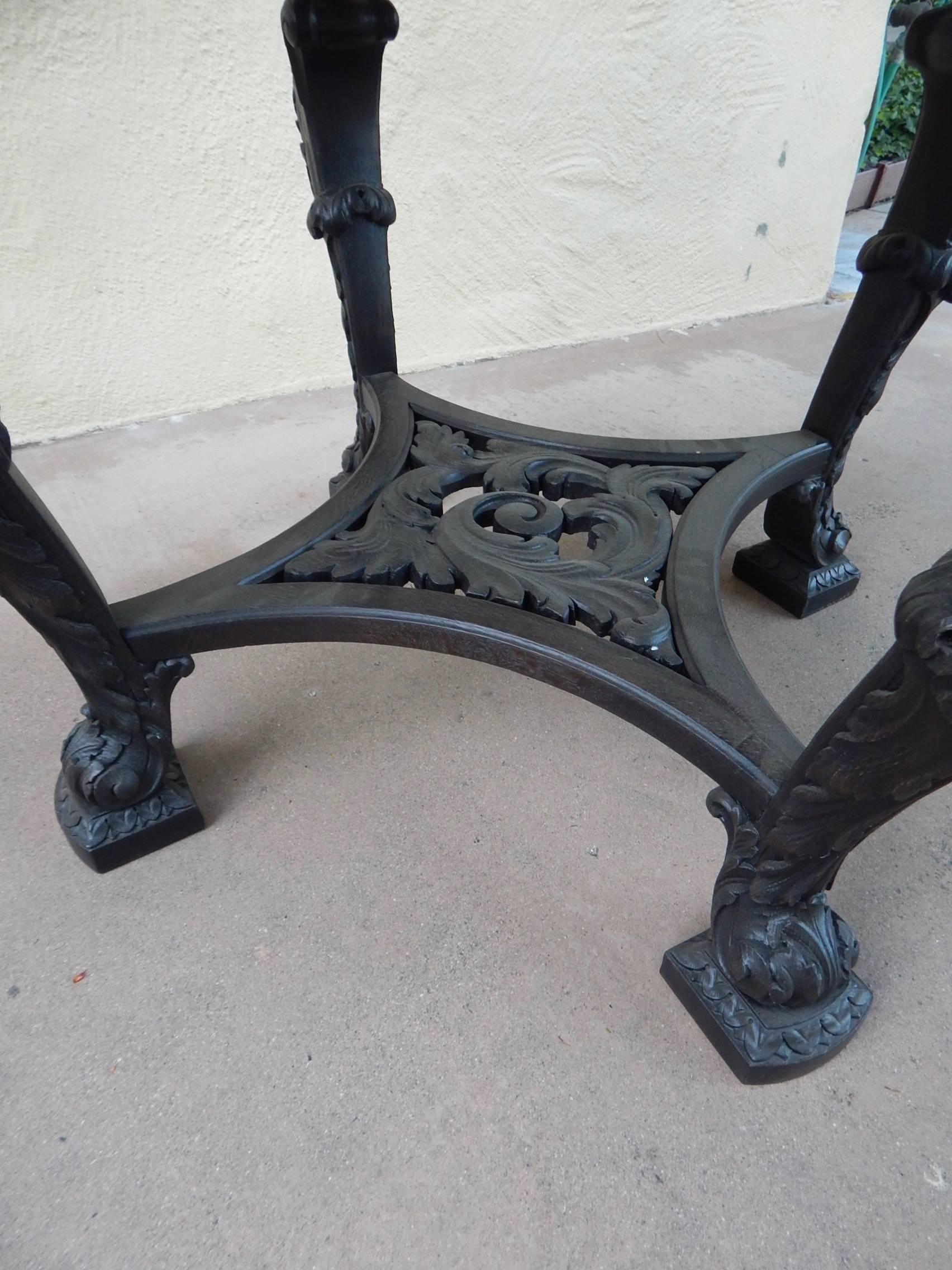 Swedish Gothic Revival Table with Figural Columns and Stone Top, circa 1920 For Sale 2