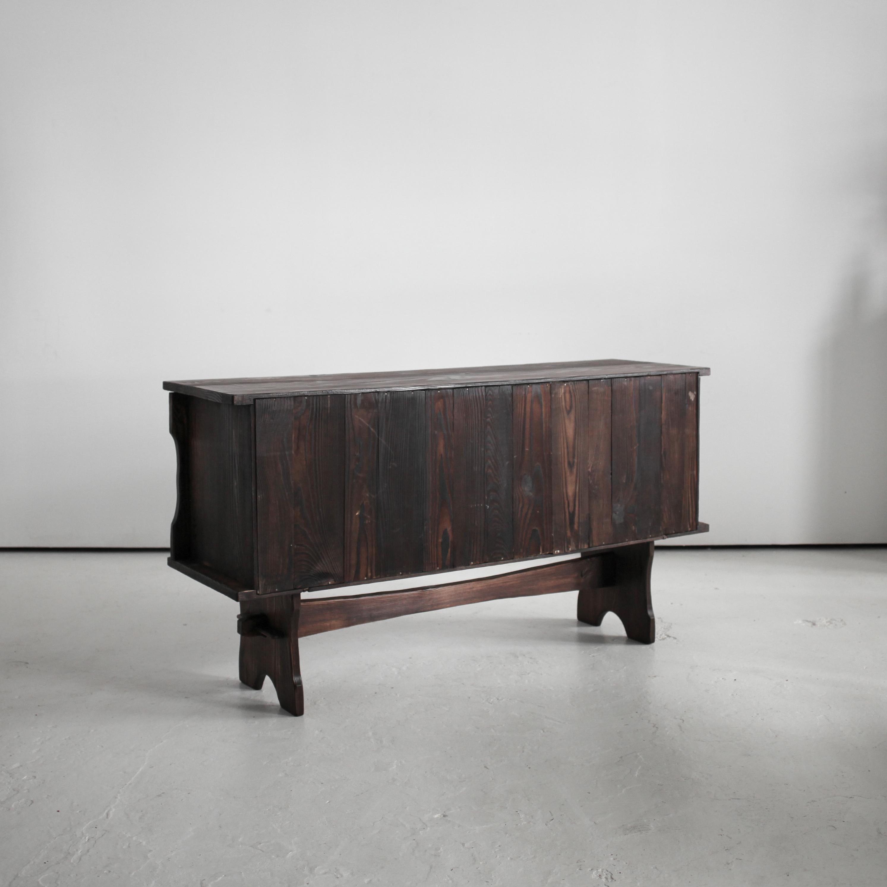 Mid-20th Century Swedish Gouged Pine Sideboard