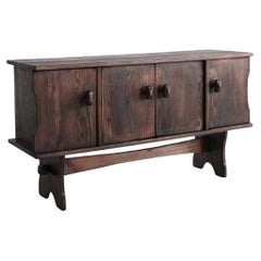 Vintage Swedish Gouged Pine Sideboard 