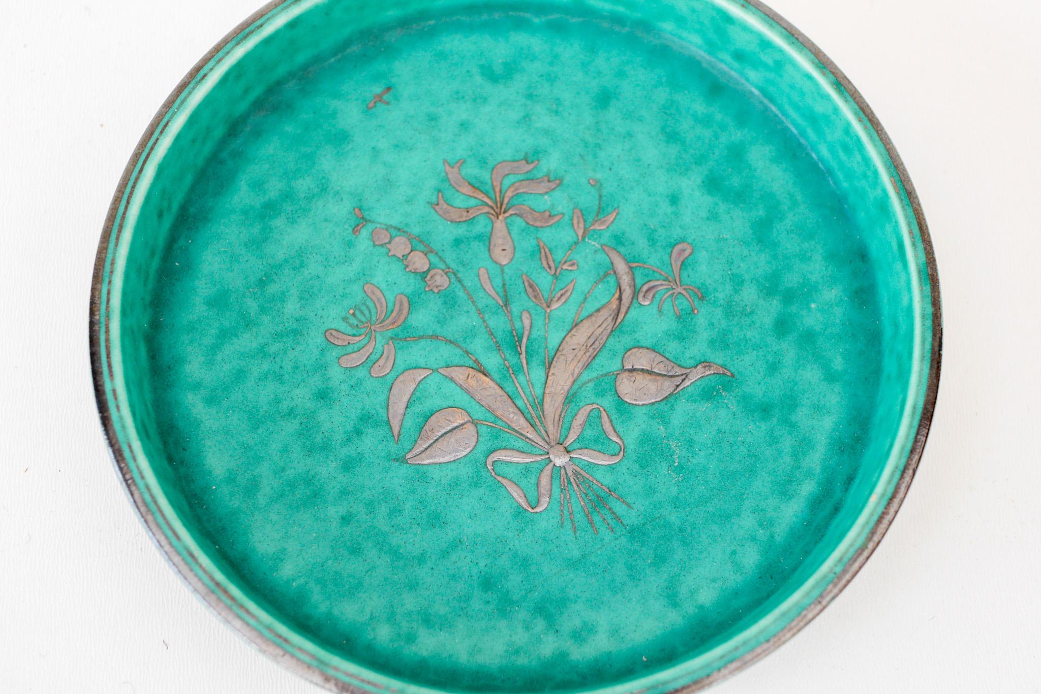 Art Deco Swedish Grace, 1930s Art deco Argenta trinket plate from Gustavsberg For Sale