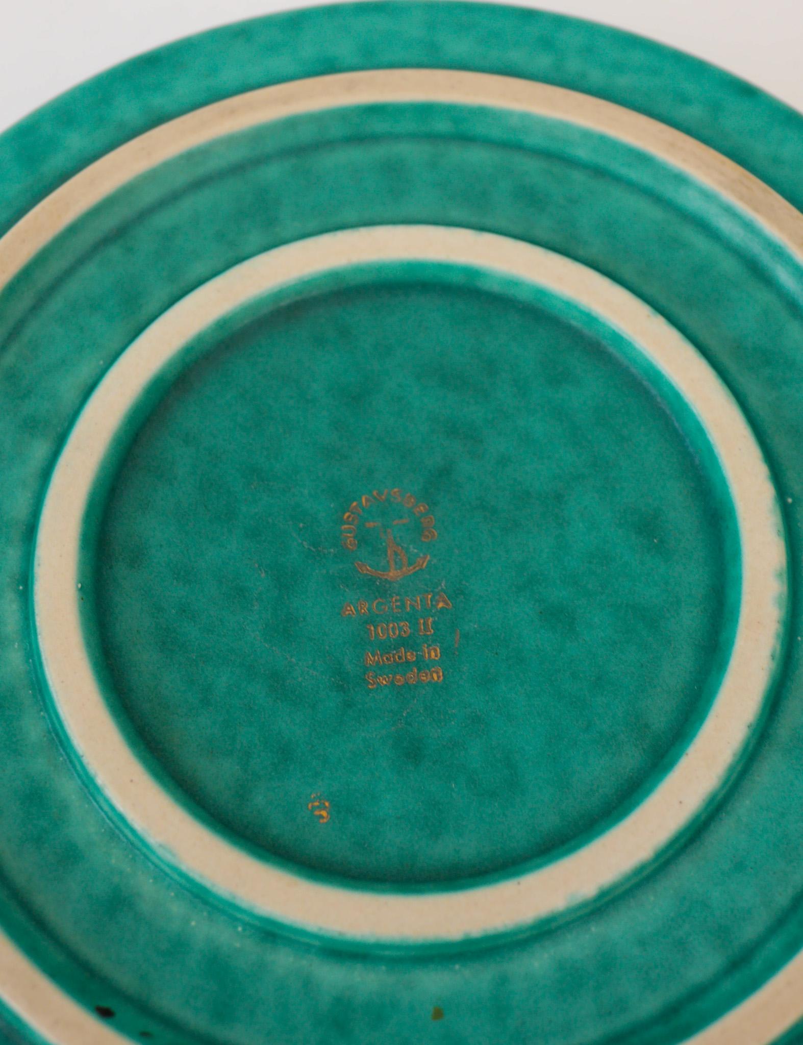 Mid-20th Century Swedish Grace, 1930s Art deco Argenta trinket plate from Gustavsberg For Sale