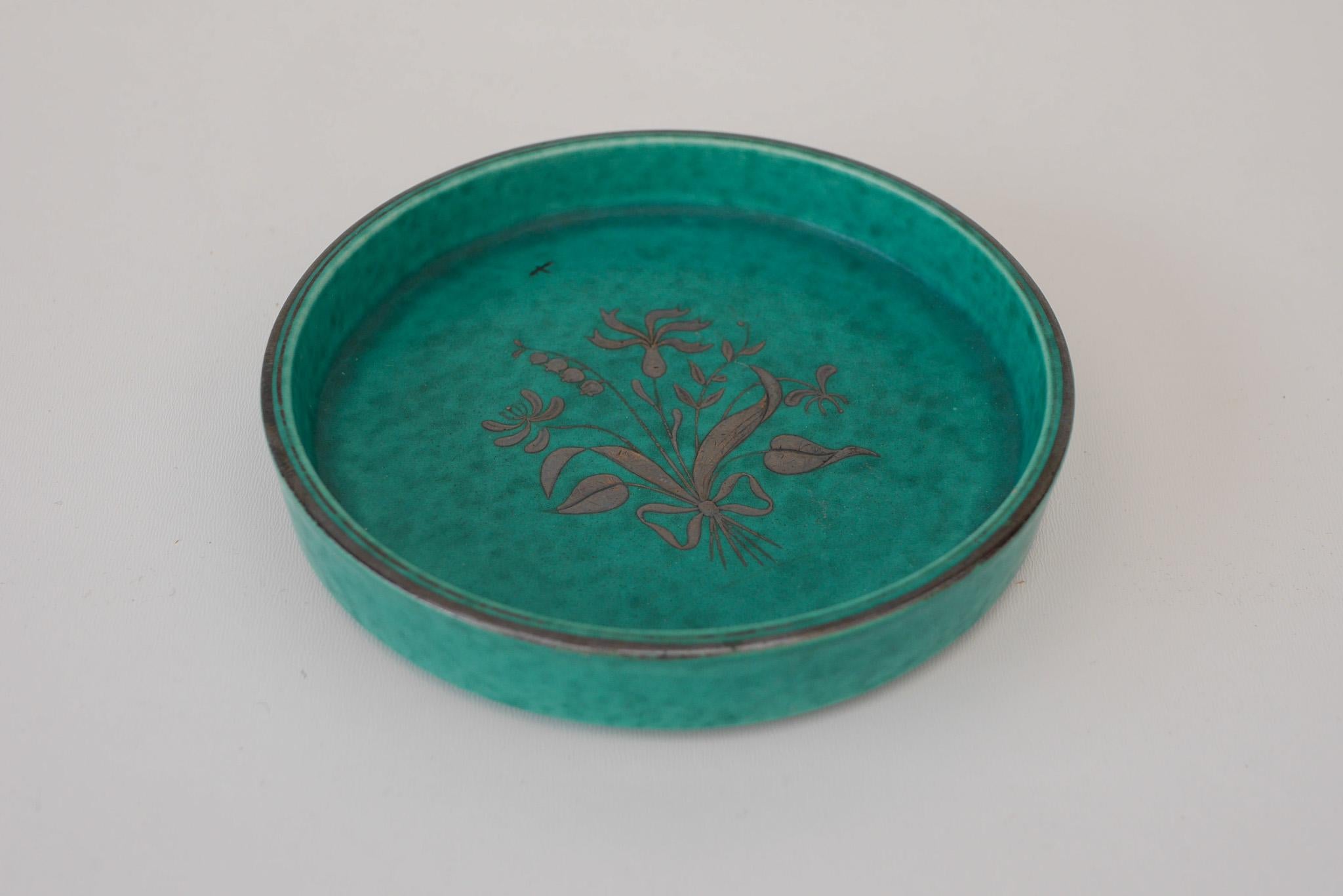 Ceramic Swedish Grace, 1930s Art deco Argenta trinket plate from Gustavsberg For Sale