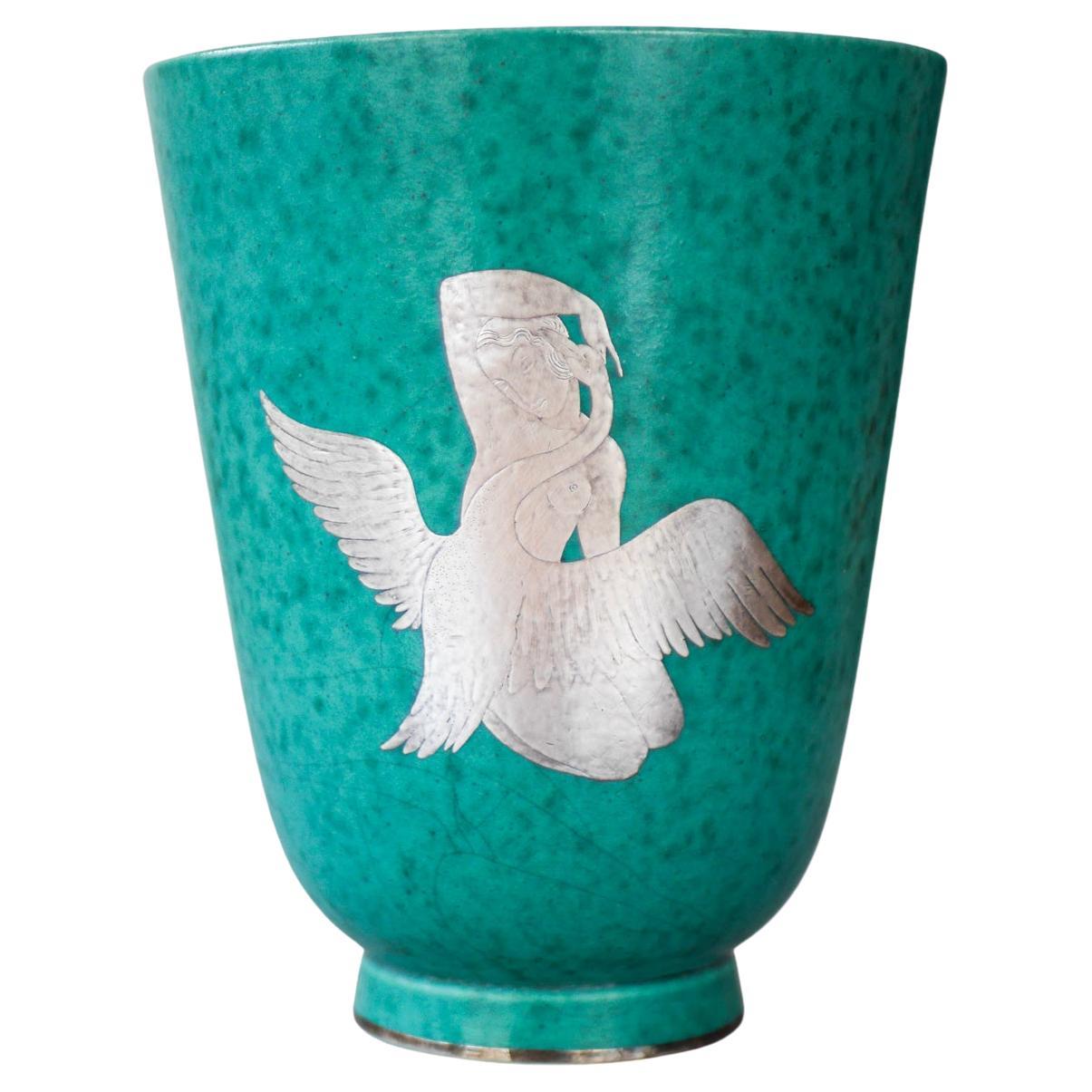 Grand vase Art déco Argenta par Wilhelm Kåge pour Gustavsberg, Suède, années 1930