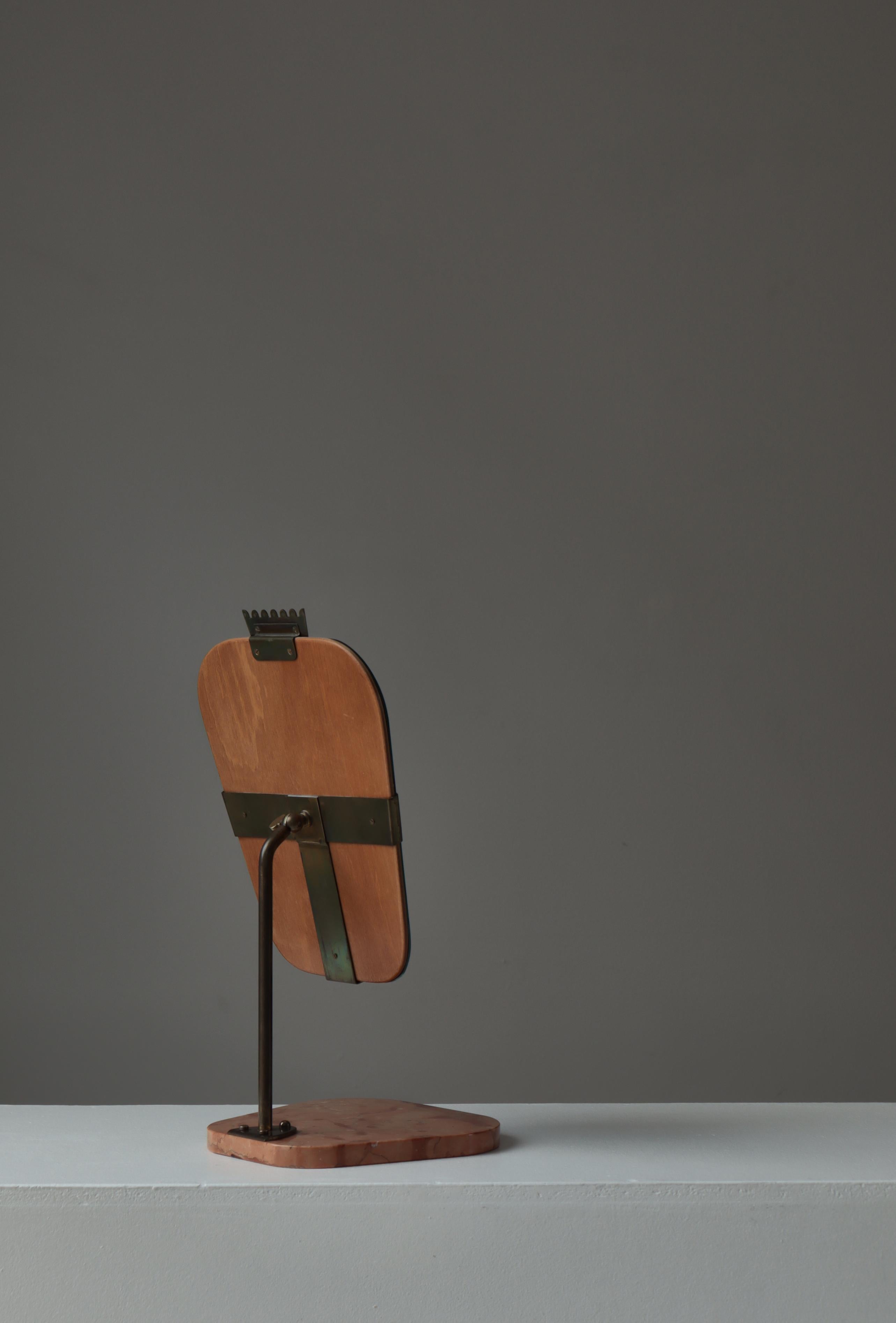 Miroir de table réglable Grace en marbre et laiton, Suède, années 1930 Bon état - En vente à Odense, DK