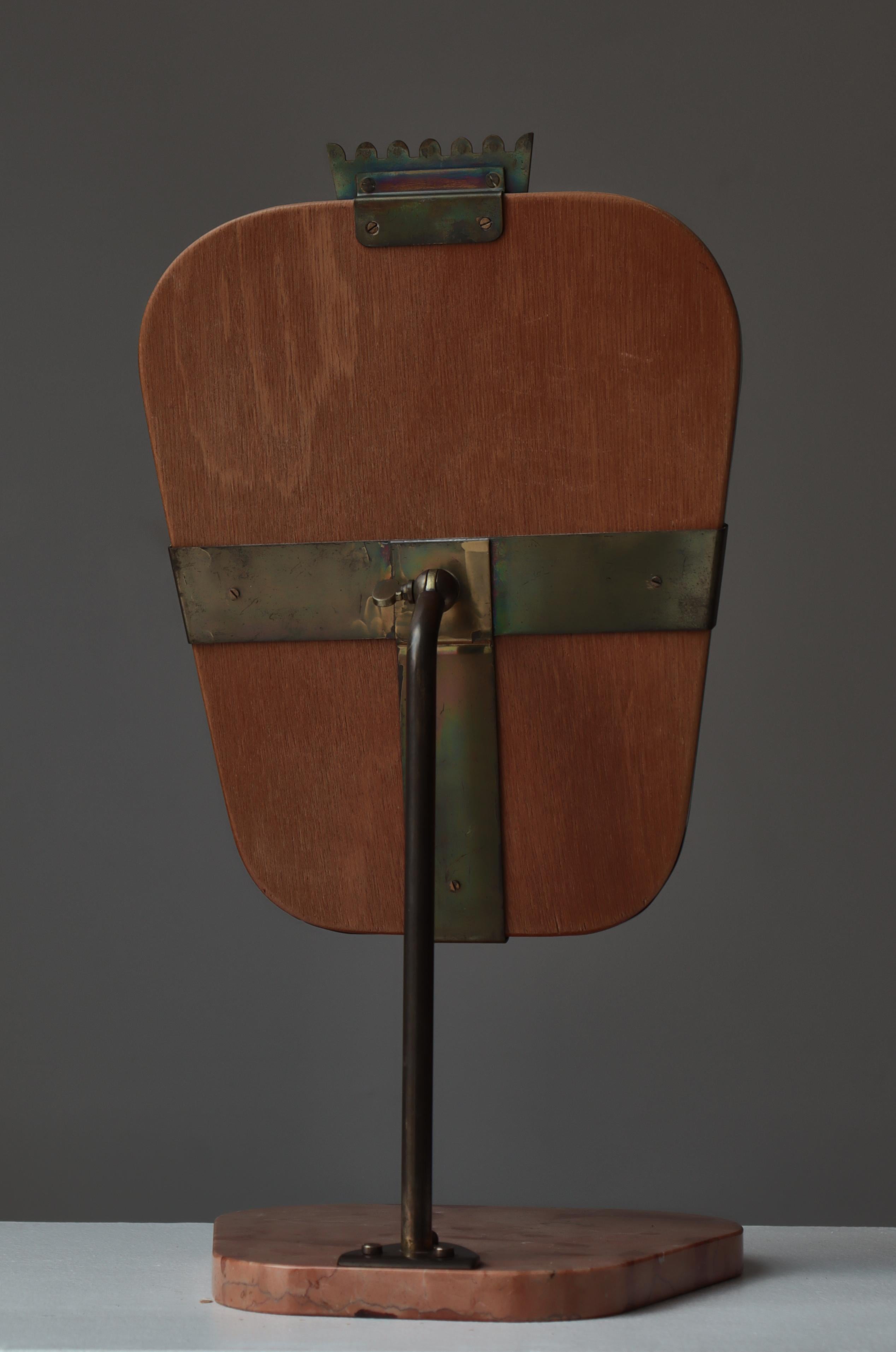 Miroir de table réglable Grace en marbre et laiton, Suède, années 1930 en vente 2