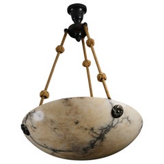 Swedish Grace Alabaster Ceiling Light, 1930s