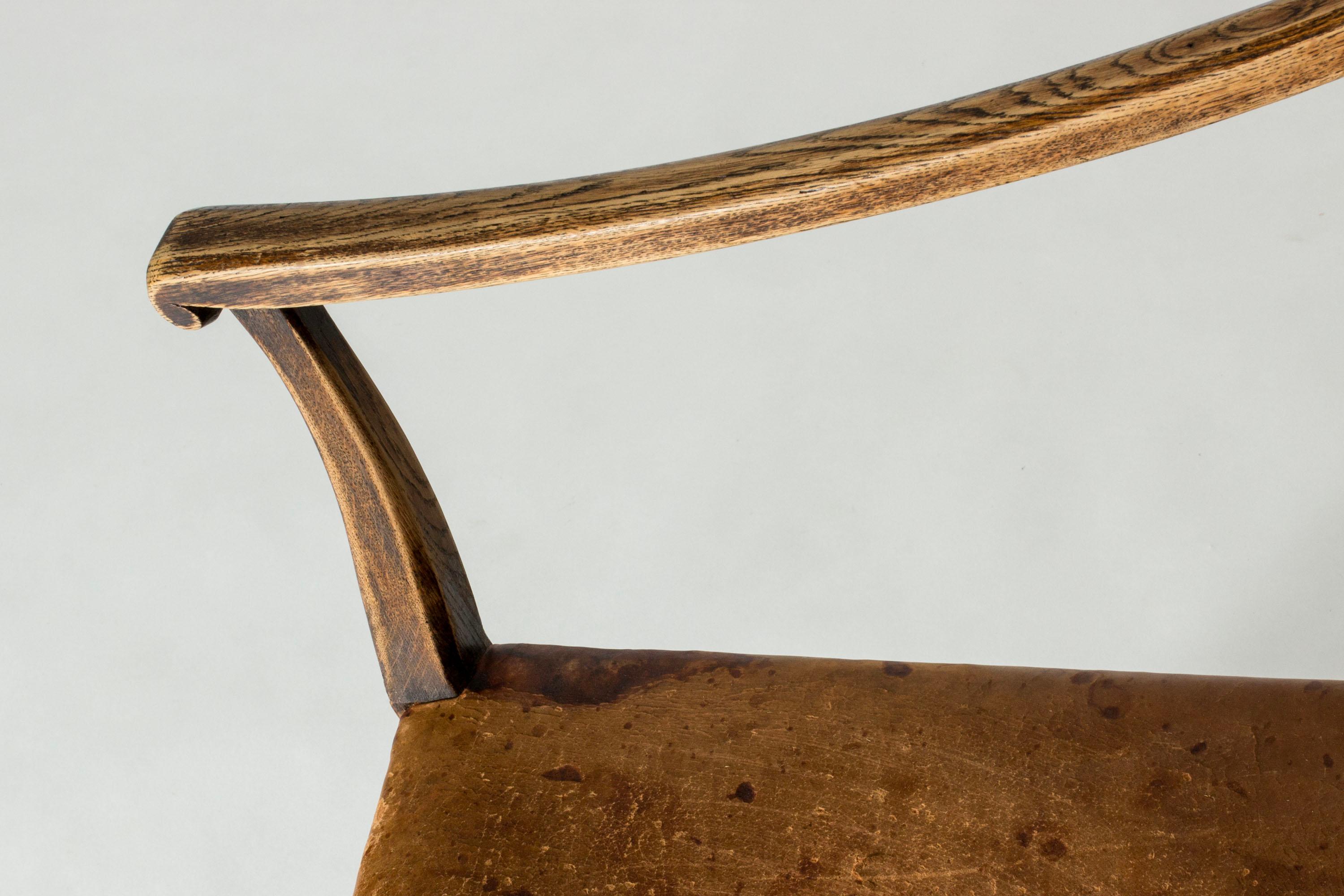 Leather Swedish Grace Armchair by Carl Malmsten, Sweden, 1920s For Sale