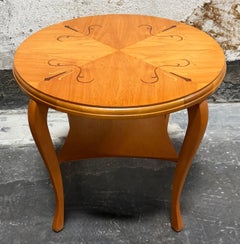 Swedish Grace Art Deco Marquetry Inlay End Table by Mjölby Intarsia c. 1930s