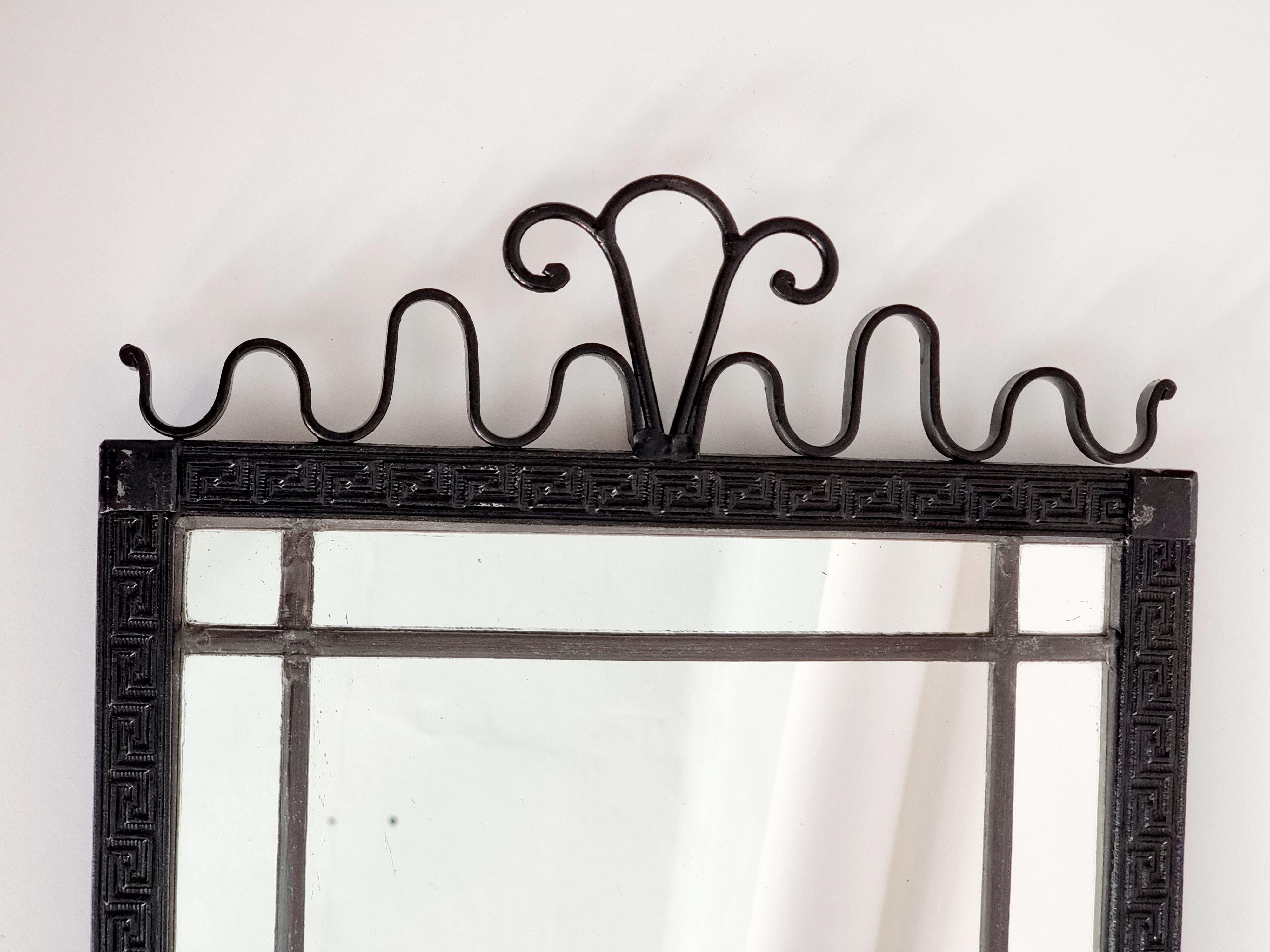 Swedish Grace / Art Deco, mirror in cast iron with meander patterned frame 6
