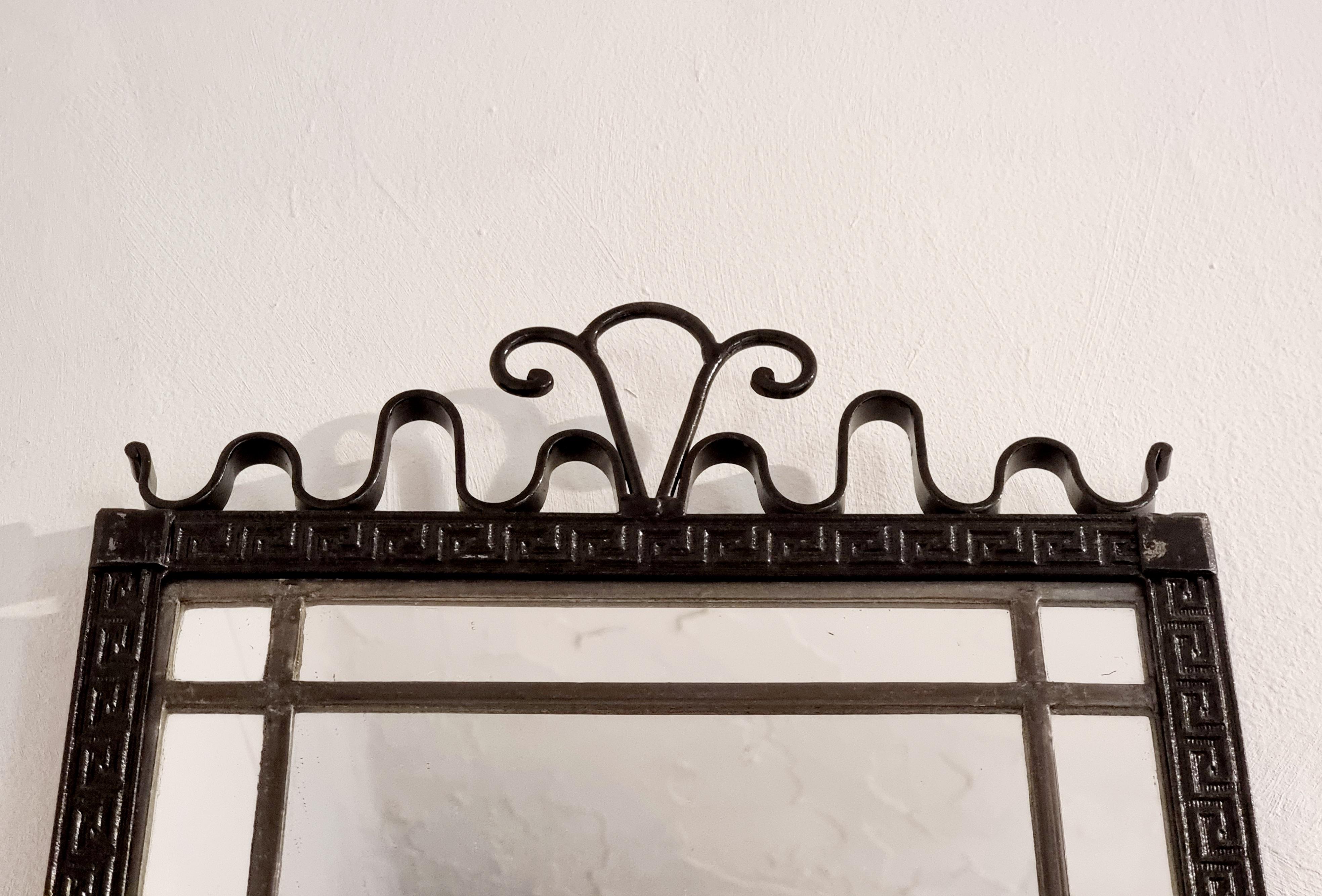 Swedish Grace / Art Deco, mirror in cast iron with meander patterned frame 2