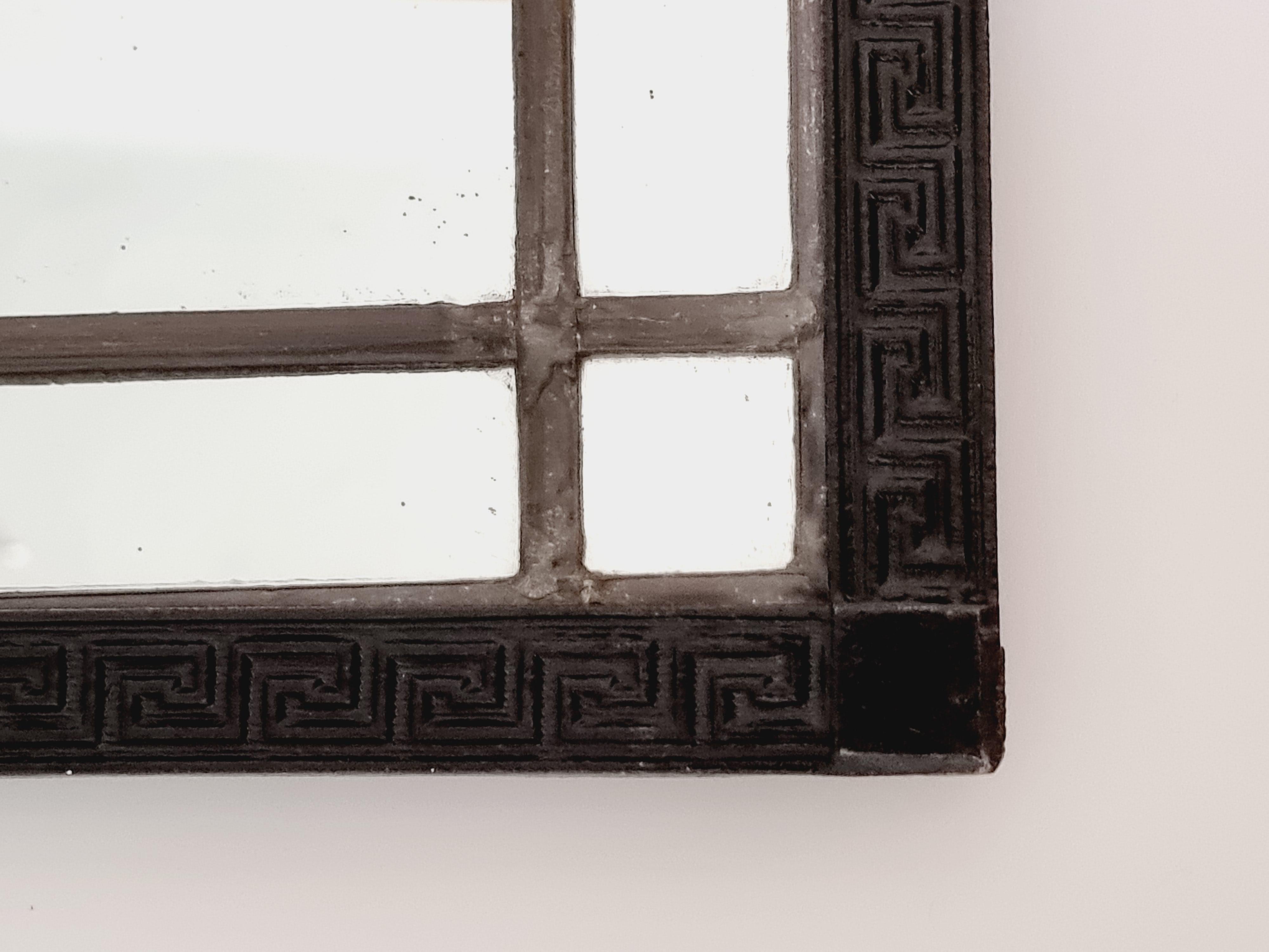 Swedish Grace / Art Deco, mirror in cast iron with meander patterned frame 4