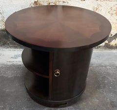 Swedish Grace Art Deco Round Bar Cabinet / End Table by SMF Bodafors c.1