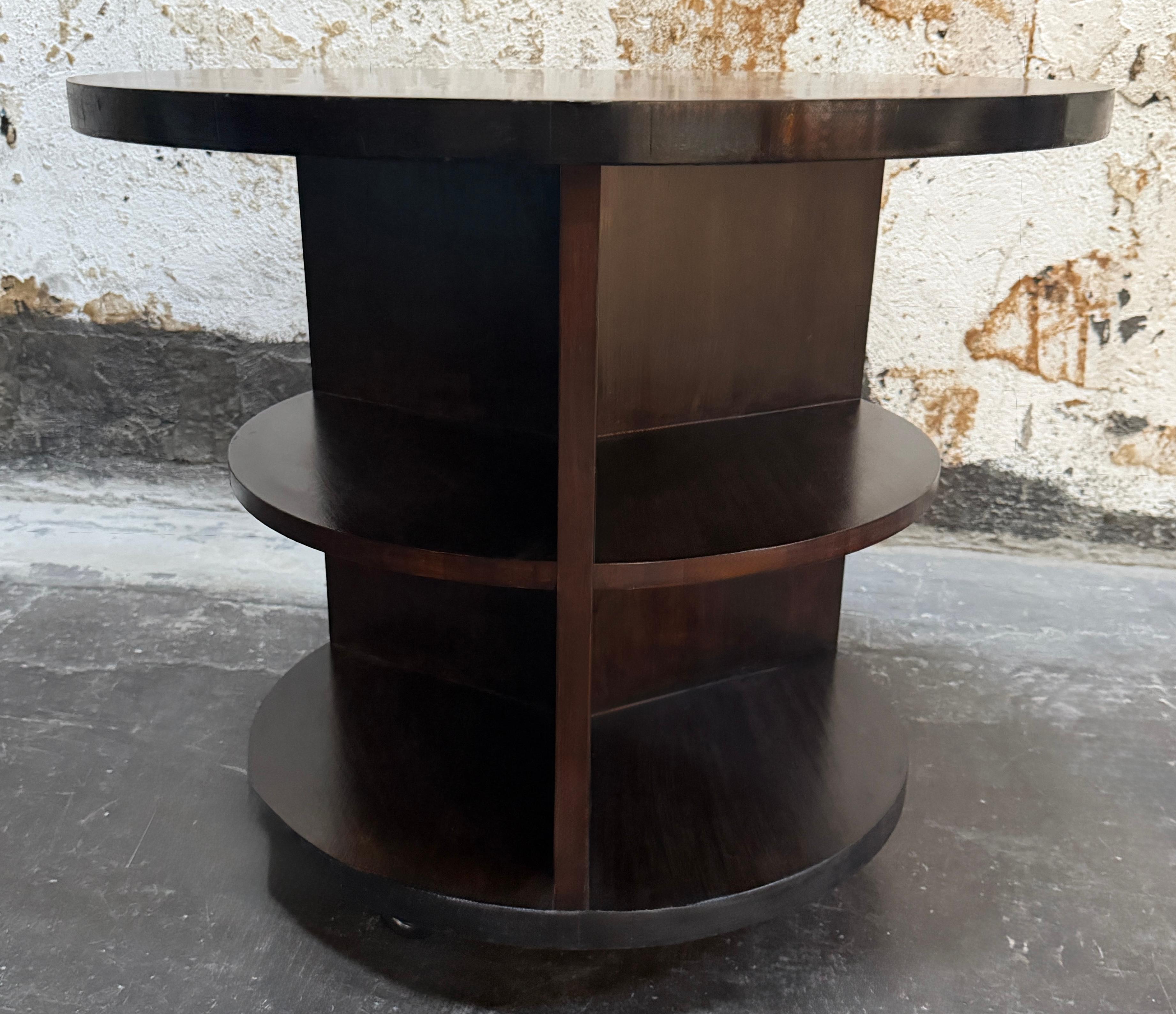Mid-20th Century Swedish Grace Art Deco Round Bar Cabinet / End Table by SMF Bodafors c.1 For Sale